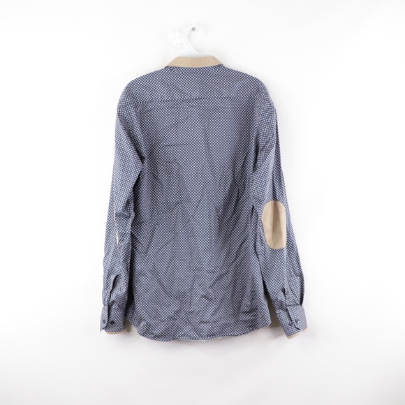 Emanuelle Khanh Mens XL Geometric Dress Shirt Blue - Picture 5 of 7